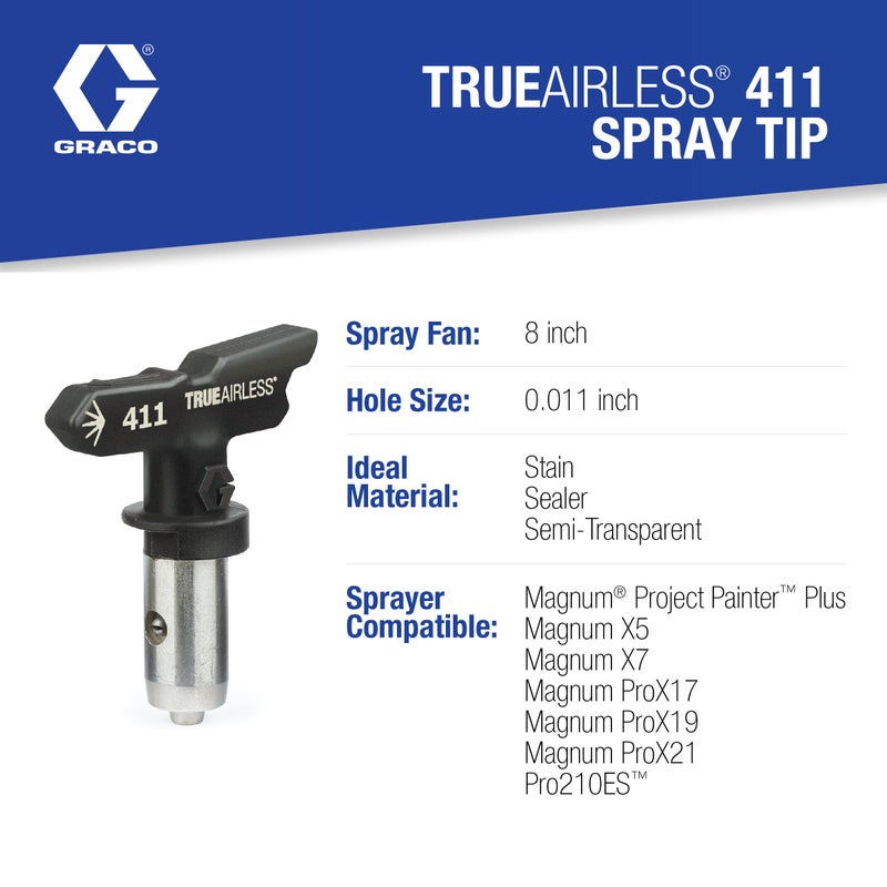 Graco TRU411 TrueAirless 411 Spray Tip, Black, Silver - Image 3